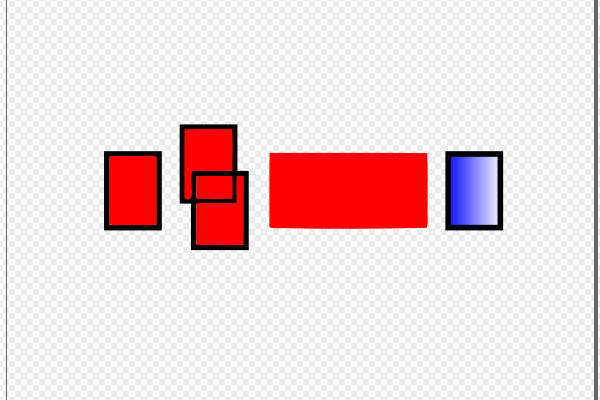 31. 一度の操作で3つの矩形が赤色で塗られる