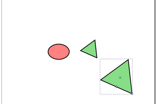 38. 複製先の緑色の星形も連動して三角形に変化する